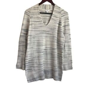 Pure Jill Womens Sweater Large Oatmeal Gray Heathered Knit Tunic Cozy Minimalist